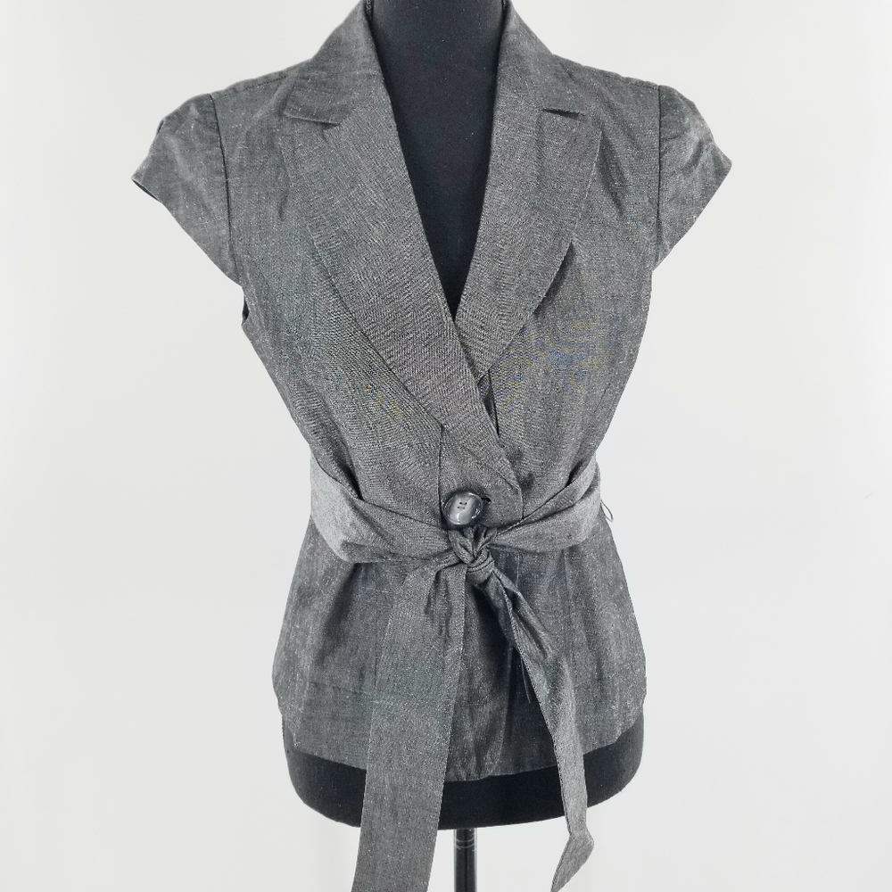 Ann Taylor belted top/jacket gray size 2